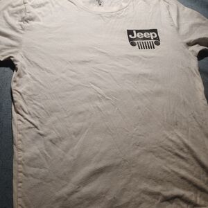 Hollister White Short Sleeve Tee with Black Jeep Chest Graphic